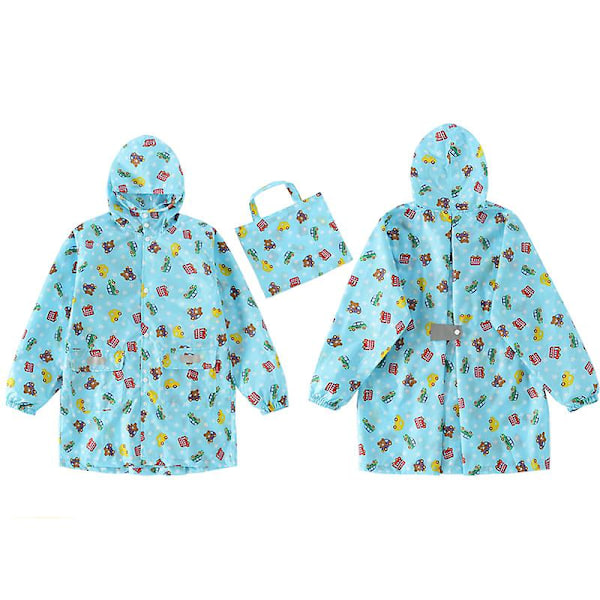 Barnregnkläder, 3D Cartoon Barn Regnrock Jacka Poncho För Pojke Flicka (Gul Bröd) Blue Car XXL