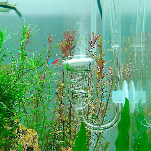 Glasspiral CO2-diffusor med bobleteller for akvarium