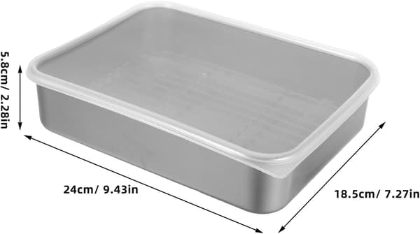 Dumplingboks Crisperboks med lokk 9.4x7.5x2.4in Rustfritt stål Silikon Tynn Kompakt Multifunksjonell