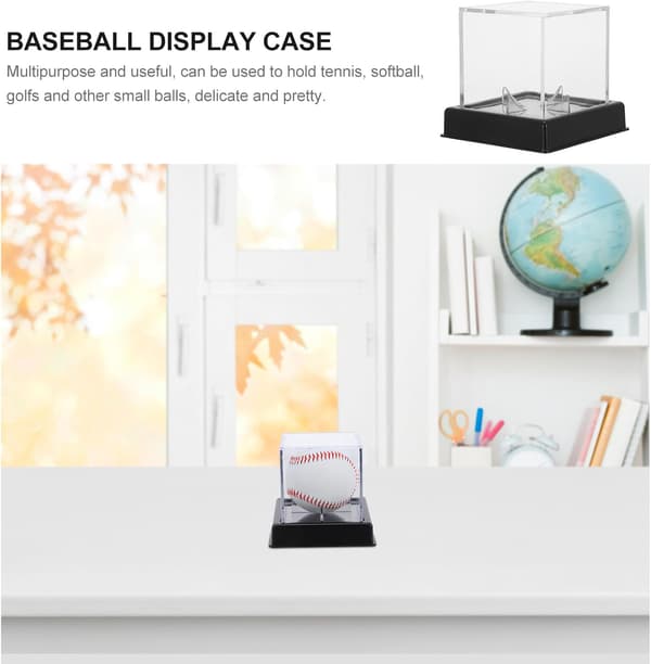 Akryl Baseball Display Case med Sort Base, Støvtæt Holder til Baseballs