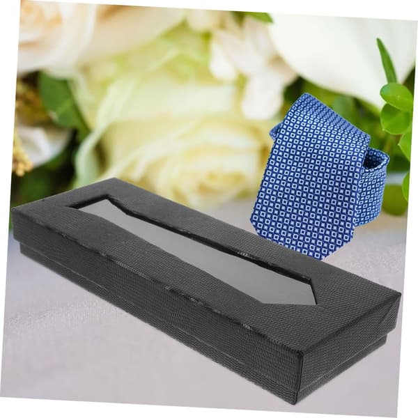 2 stk. svarte slipsbokser for menn, oppbevaringsbokssett for slips laget av solid papp