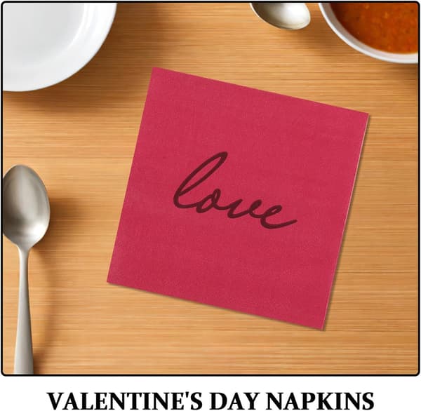 80 stk. Valentinsdag Papirservietter Engangs Lunsj Middagsservietter