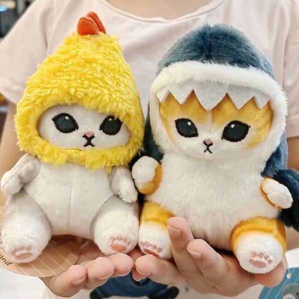 Hot Cute Cat Fried Shrimp Cat Plys Doll Pendant Doll Car Bag Decoration Pendant HotPink
