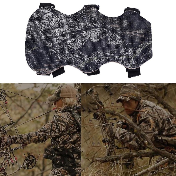 Bueskyting Bow Arm Guard 3-stropper Camo PU Leather Underarm Protection