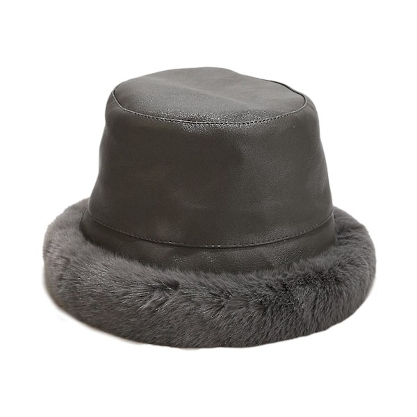 Fuskpäls Vinter Panama Hatt Vikbar Bucket Hatt Kvinnor Utomhus Bucket Hatt Gray