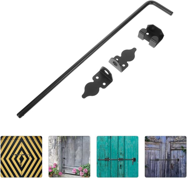 Solid og robust 5 mm jernportfallstang dørlås svart for store dører og tregjerder