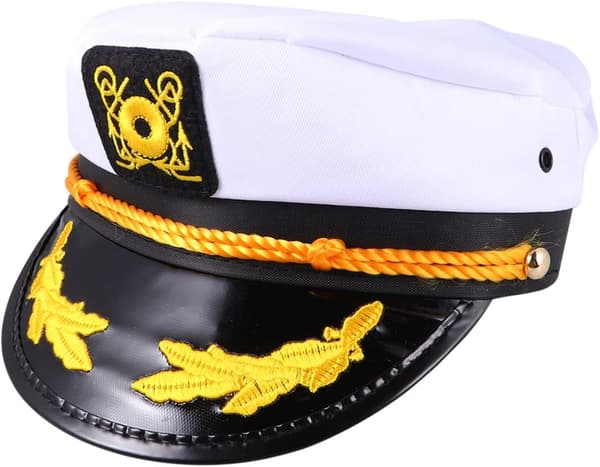 Marinblå kartrollspelshatt för rolig kostymföreställning Vit polyester sjömansmössa