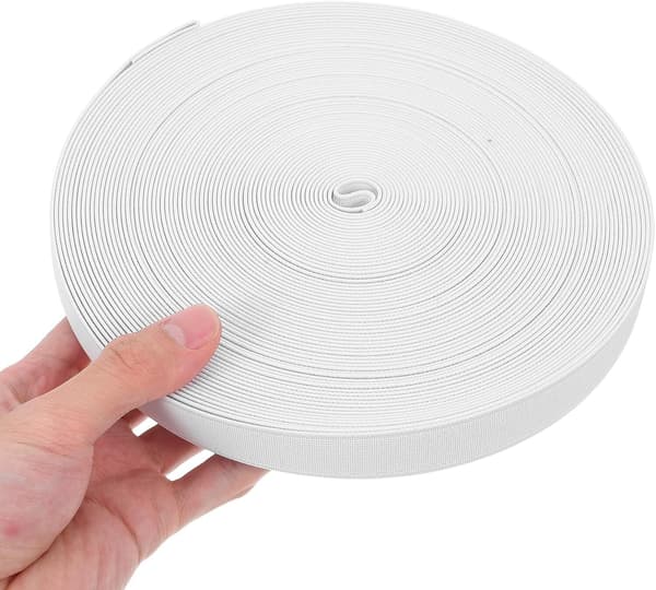 Hvit strikket elastisk bånd 2 cm bredt, høyelastisk tykk elastisk spole 20 meter