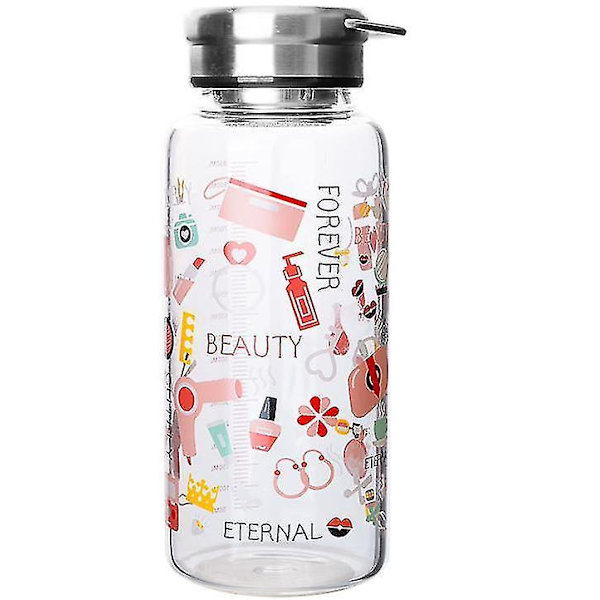 Mode Graffiti Glas Vandflaske 1000ml Rum Rosa