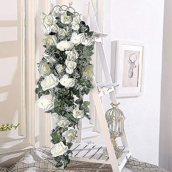 2 stk. Rose Vine Kunstige Rose Blomster Vines 10 Hoveder