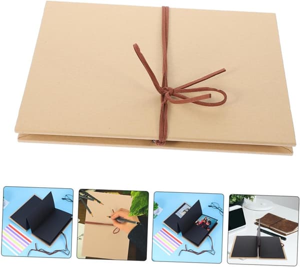 DIY Harmonika Foldbart Fotoalbum Sorte Indersider 5-Tommer Scrapbog