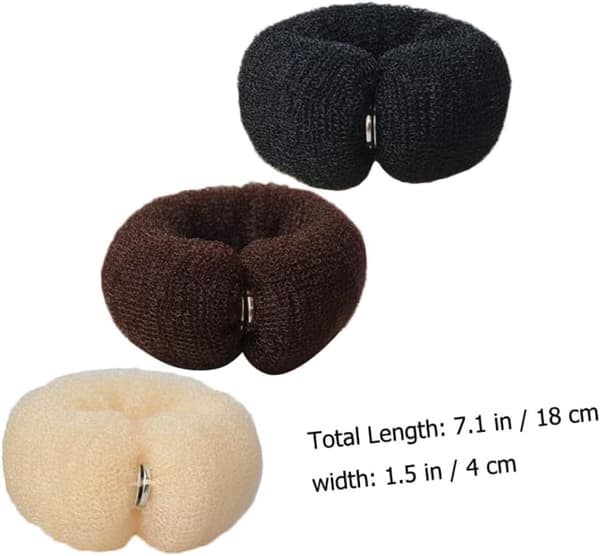 3 stk. elastiske hårelastikker Hår Donut Knold Maker Nylon Stylingværktøj til kvinder Spænde Sort Kaffe Elfenben Farver Egnet