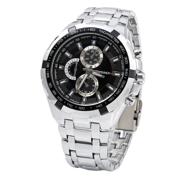 Miesten watch Casual Business vedenpitävä watch Black shell and white surface