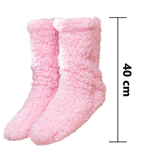 1 Pari Liukumattomat Sukat, Talviset Pehmeät ja Mukavat Fleecesukat, Paksuuntuneet Lämpimät Lattiasuukat Pink