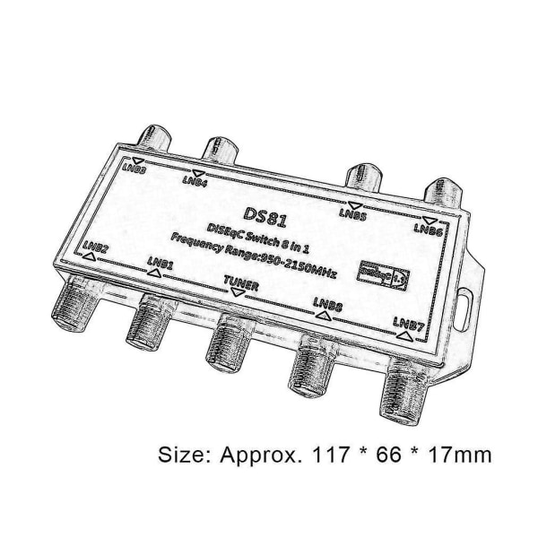 Ds81 8-i-1 Satellittsignal Diseqc Switch Lnb-mottaker