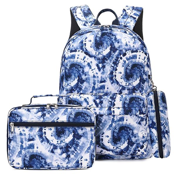 Resväska Ryggsäck Skolryggsäckar Isolerad Lunchpåse Mode Casual 3-pack Student Picknick Rosa Pennfodral För Flickor blue