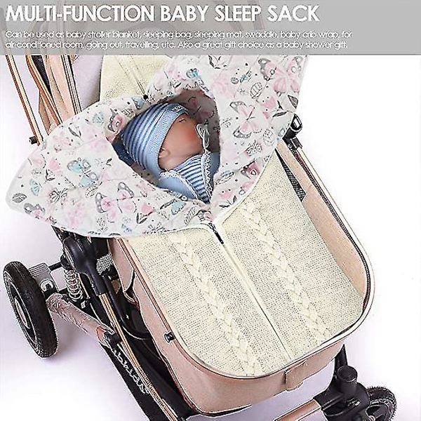 Nyfödd Baby Swaddle Stickad Vagn Wrap Varm Sovsäck
