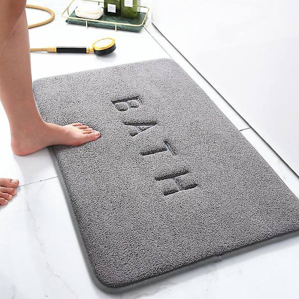 Hukommelsesskum Bademåtte 40*60cm Absorberende Super Blød Blød Antislip Koralsamt Badeværelsesmåtte Dark gray 40*60CM