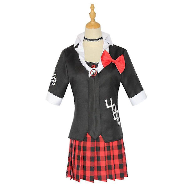 Danganronpa Enoshima Kostymset Uniform Jacka+Skjorta+Slips+Kjol+Rosett+Halsband Outfit Set M