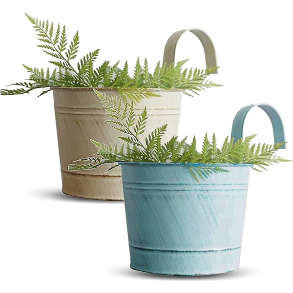2 st Metallvägghängande Blomkrukor Planterare Med Krokar