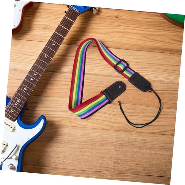 Justerbar Ukulele-stropp med stilig dypfarget regnbuestoff og PU-materiale