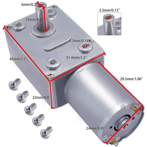 DC 12V 25rpm Turbo Worm Mikromotor med 13mm Axel