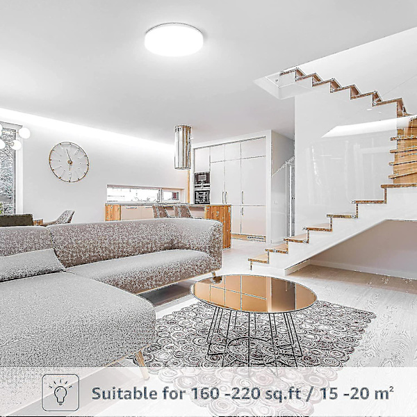 24W LED Loftlampe, IP54 Vandtæt, Daglys Hvid 5000K, 2400lm Lys Stødende Loft