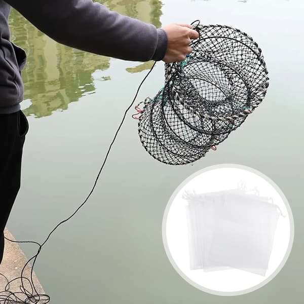 10 stk. Fiskemaddingpose Snøre Netpose Bærbar Vævet Opbevaring til Lokkemad og Madding