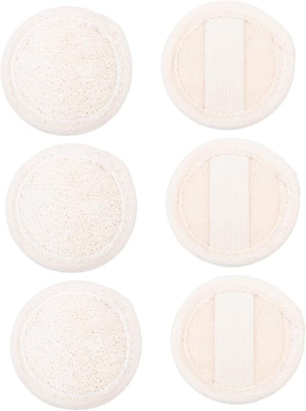 Loofah sminkefjernerputer 6,5 cm runde ansiktsrensepuff 6 stk sett