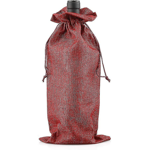 Jutevinpåsar, 36x16cm Röda Juteflaska Presentpåsar Med Dragkedja För Festpresenter (för 750ml Vinflaska)vin Röd 12st