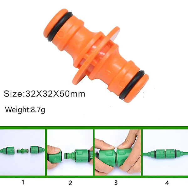 Dobbelt Han-Slangekoblinger Forlænger Til At Sammenføje Have Slange Rør (6 stk, Orange)