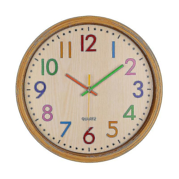 12inch Silent Non-ticking Quartz Kid Wall Clock Home Office Decorative Indoor