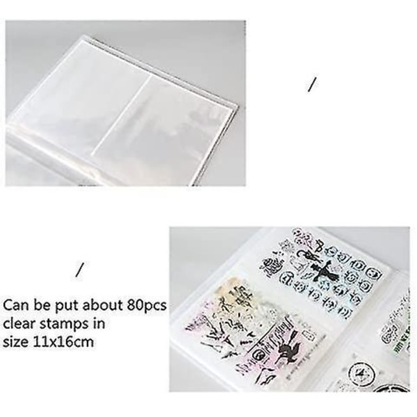 Stempel- og pregeplater oppbevaringsposer album 80 lommer 2 per side