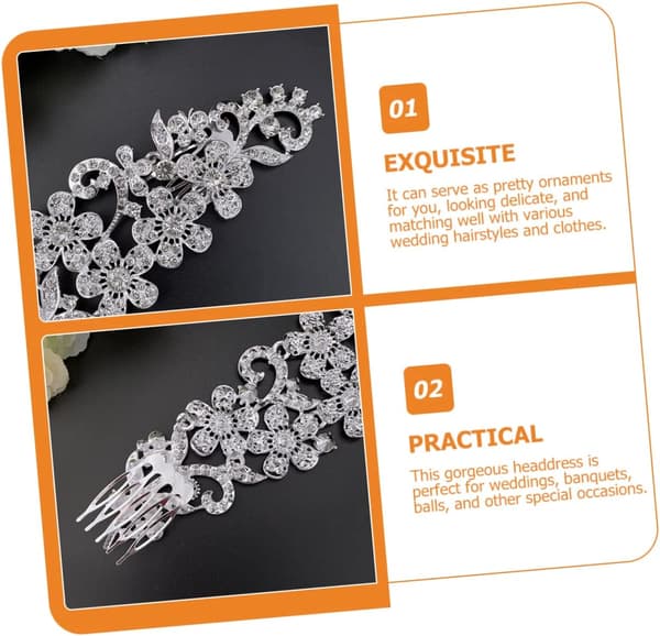 Brudebryllupshårkam Rhinestone Krystalltilbehør for brudepiker spesielle anledninger Grasiøs og komfortabel