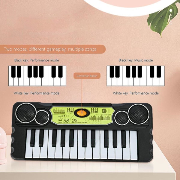 Barnas Keyboard Piano - 25 Taster Keyboard Piano for Barn Multifunksjonelt Musikk Pedagogisk Instrument Leke Keyboard Piano for 3, 4, 5, 6, 7, 8 Jenter og Gutter