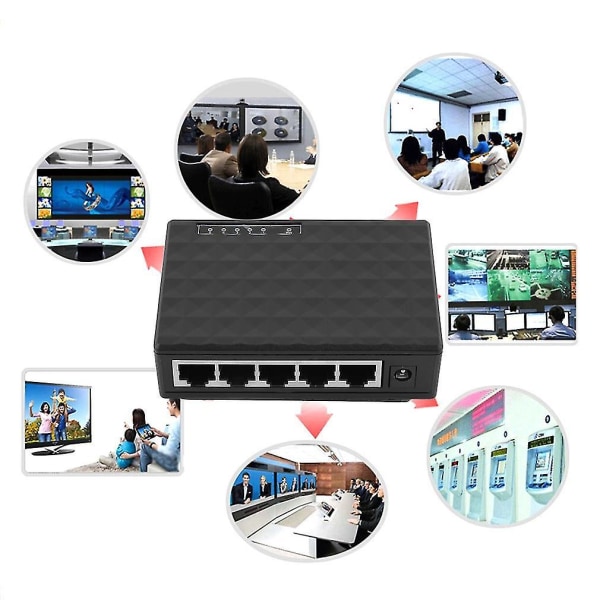 5-ports 100-1000 Mbps Ethernet nettverksbryterhub