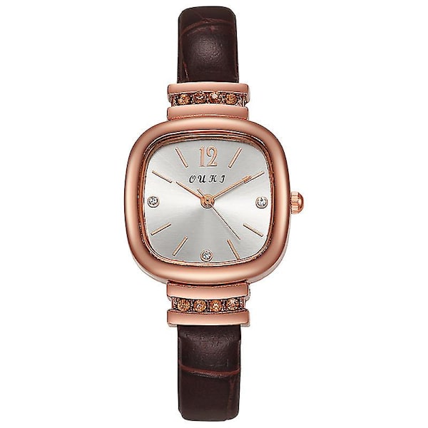 Opiskelija Pieni Neliökello Naisten Neliökello Pieni Sokerinpalakello Quartz Brown