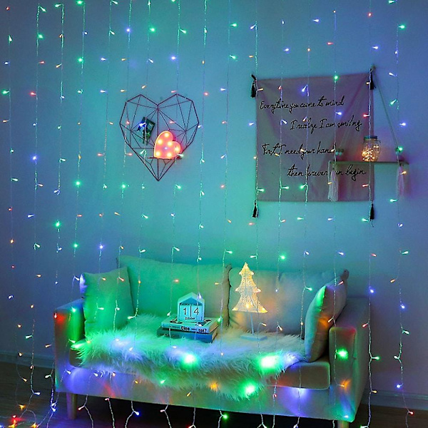 2 st juldekorationer LED-isdroppgardin 300 LED