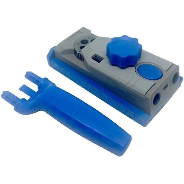 Pocket Hole Jig System Kit, Drilling Positioner Boreguide for treboring Dyveling Trebearbeiding Hullsag Snekkerarbeidsverktøysett (blå)