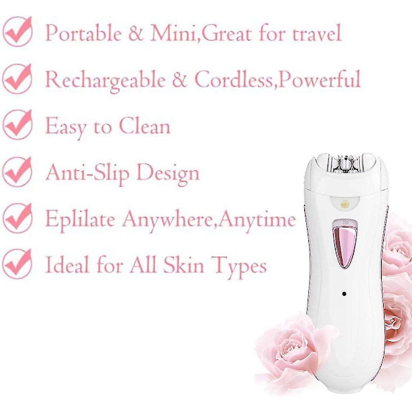 Epilator for Kvinner Ansikts Epilator Mini Trådløs Oppladbar Bikinilinje Kvinner Skjegg Ansikts Privat Område 1stk-hvit