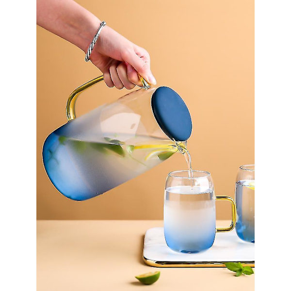 3 stk. 1500ml Gradient Farvet Glasflaske Sæt Guld Håndtag