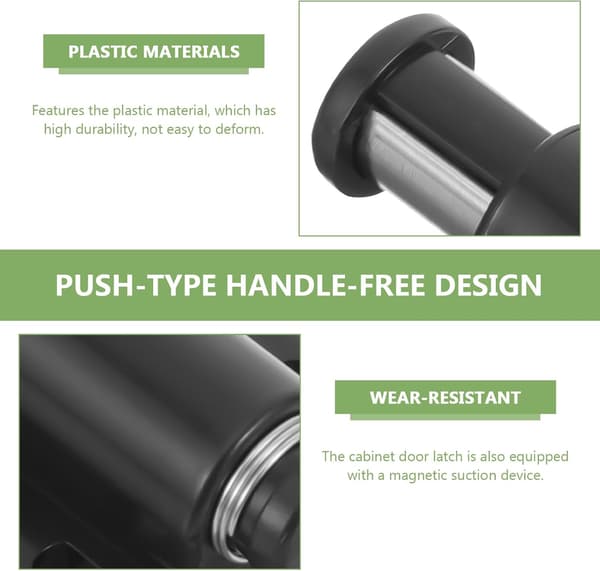 2 stk. magnetisk skabslåge med magnetisk sug og plastmateriale