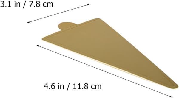 100 stk. papirkakeunderlag, trekantformet, solid, sterk pappmoussekakebrett, gullfarge