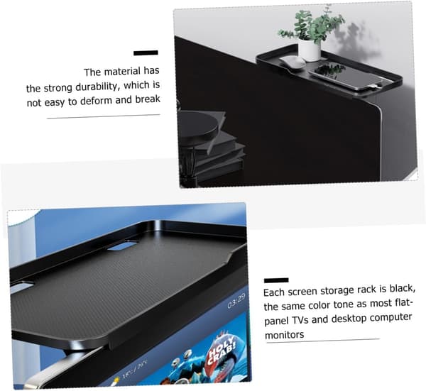 Tv Ophængningsstativ Computer Skærmhylde Sammenfoldeligt Design Skridsikker Overflade Abs Materiale Sort