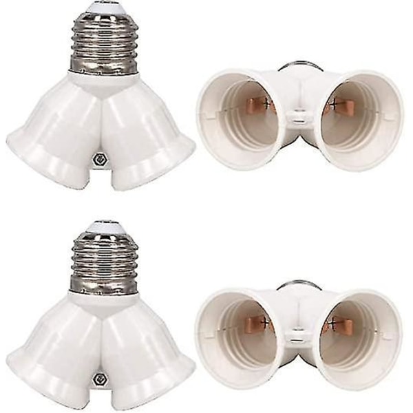 4 stk E27 Adapter E27 til 2 E27 Lampebase Konverter