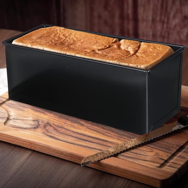 Rektangulär brödform med lock, brödbehållare 750g plåt med skjutlock