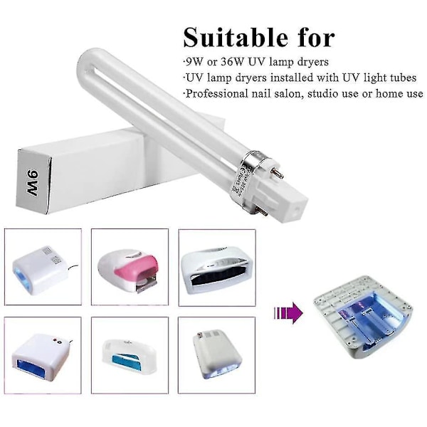 4 stk 9W UV-lampe Lys for Neglekunst Tørker Herding Lampe U-formet Lampe Pære Rør