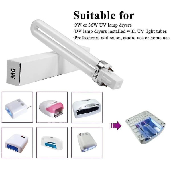 4 stk. 9W UV-lampe Lys til Neglekunst Tørrelampe U-formet Lampe Pære Rør