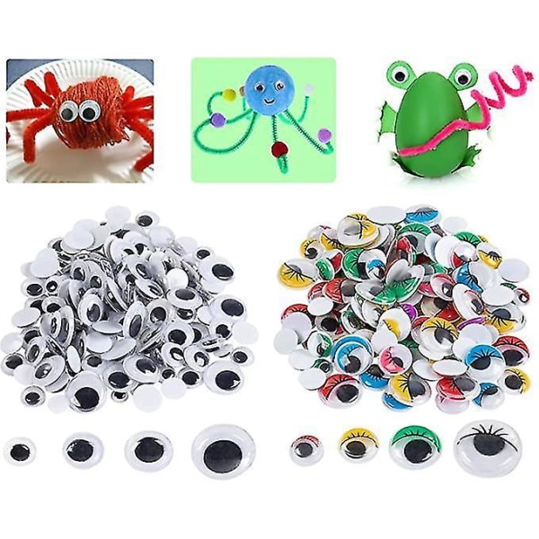 400 stk Wiggle Googly Eyes selvklebende for DIY-kunsthåndverksdukker