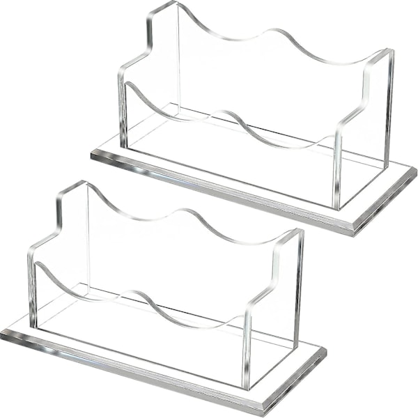 2 stk. Akryl Visitkort Holder Skrivebords Navnekort Stativ Klar Kort Display Holdere
